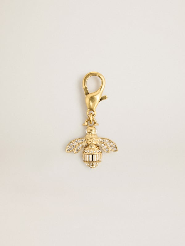 Golden Goose - Bee-shaped charm in gold-colored brass with crystals in 