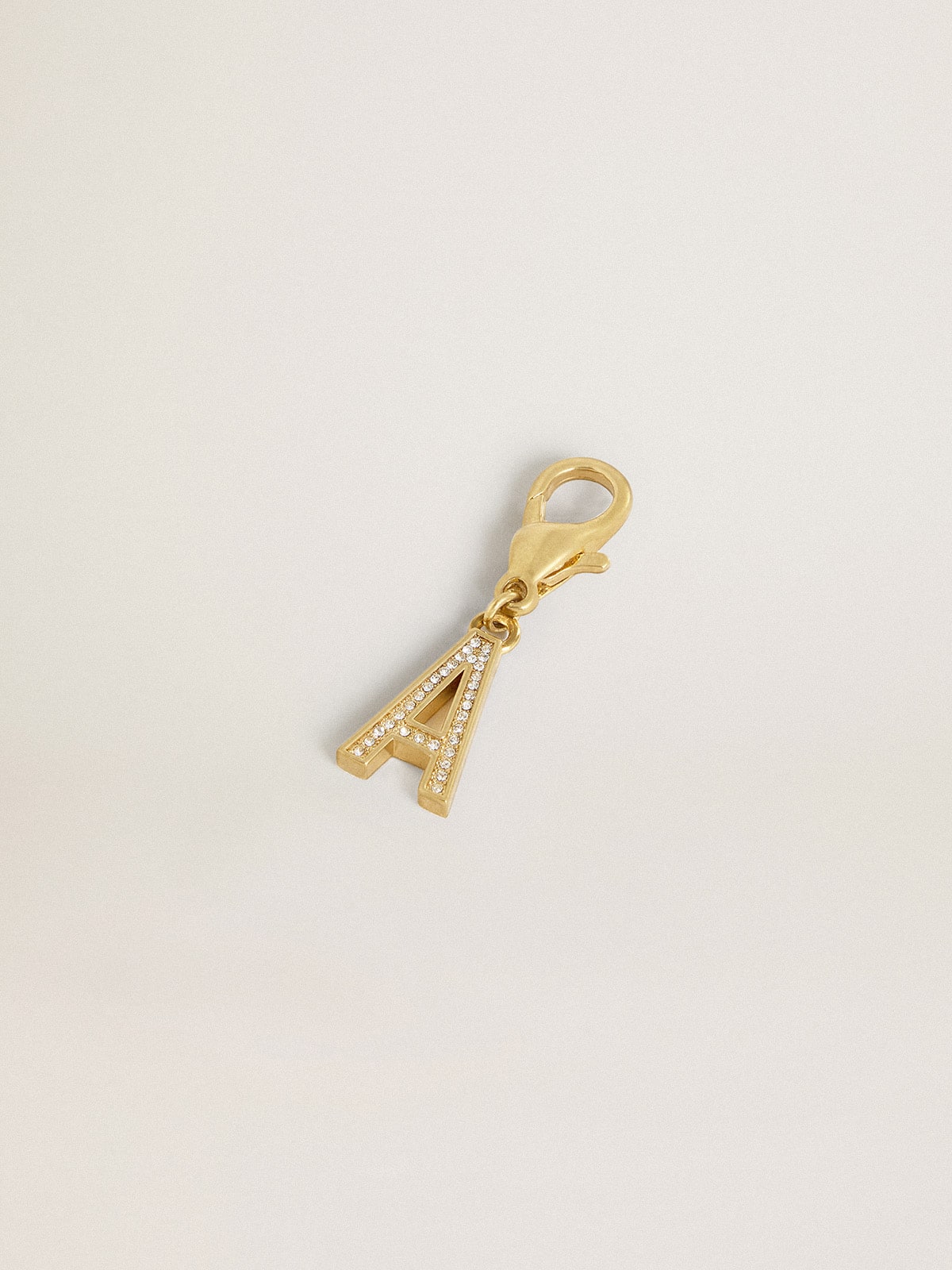 Golden Goose - Letter A charm in gold-colored brass with crystals in 