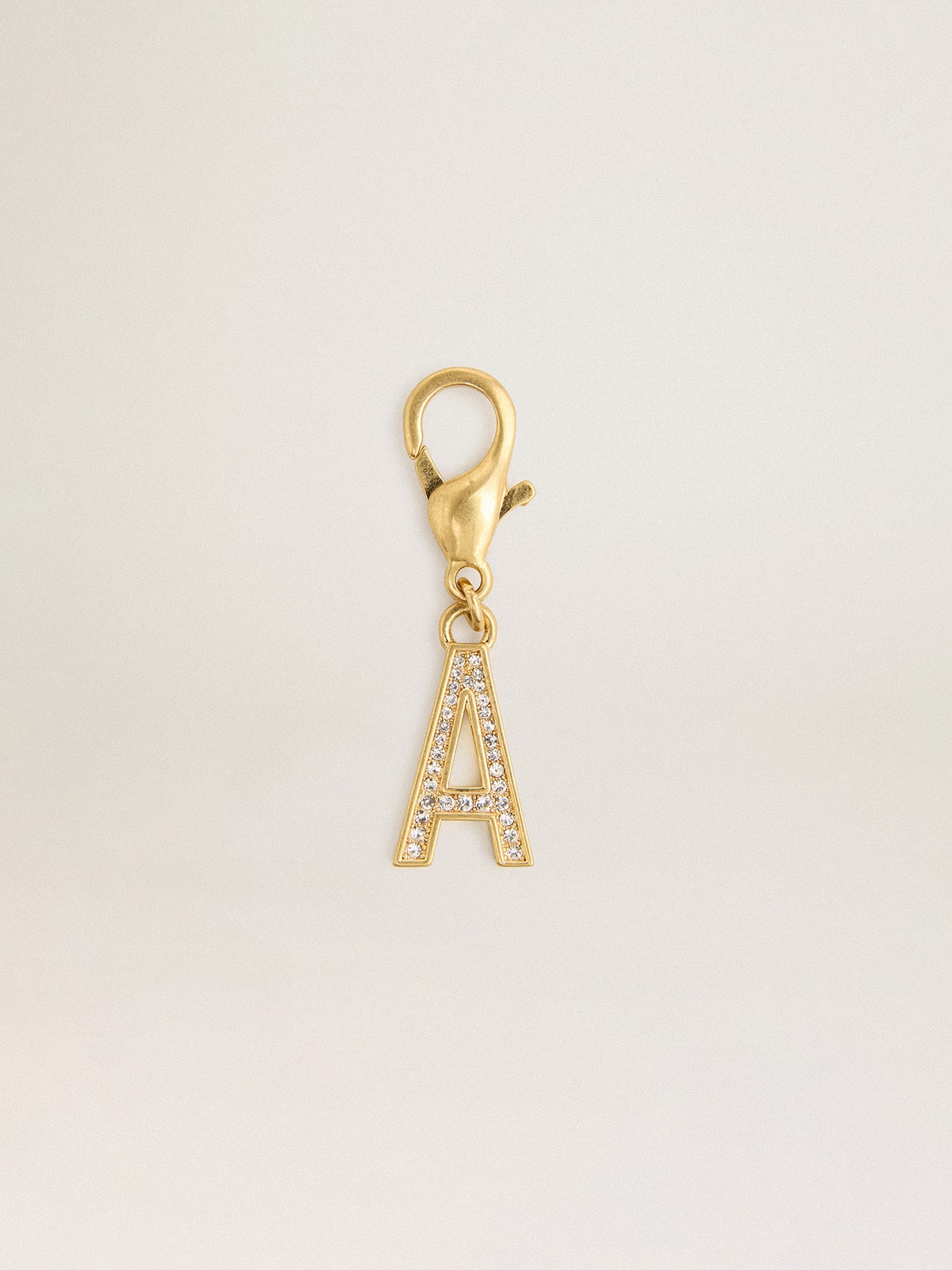 Golden Goose - Letter A charm in gold-colored brass with crystals in 