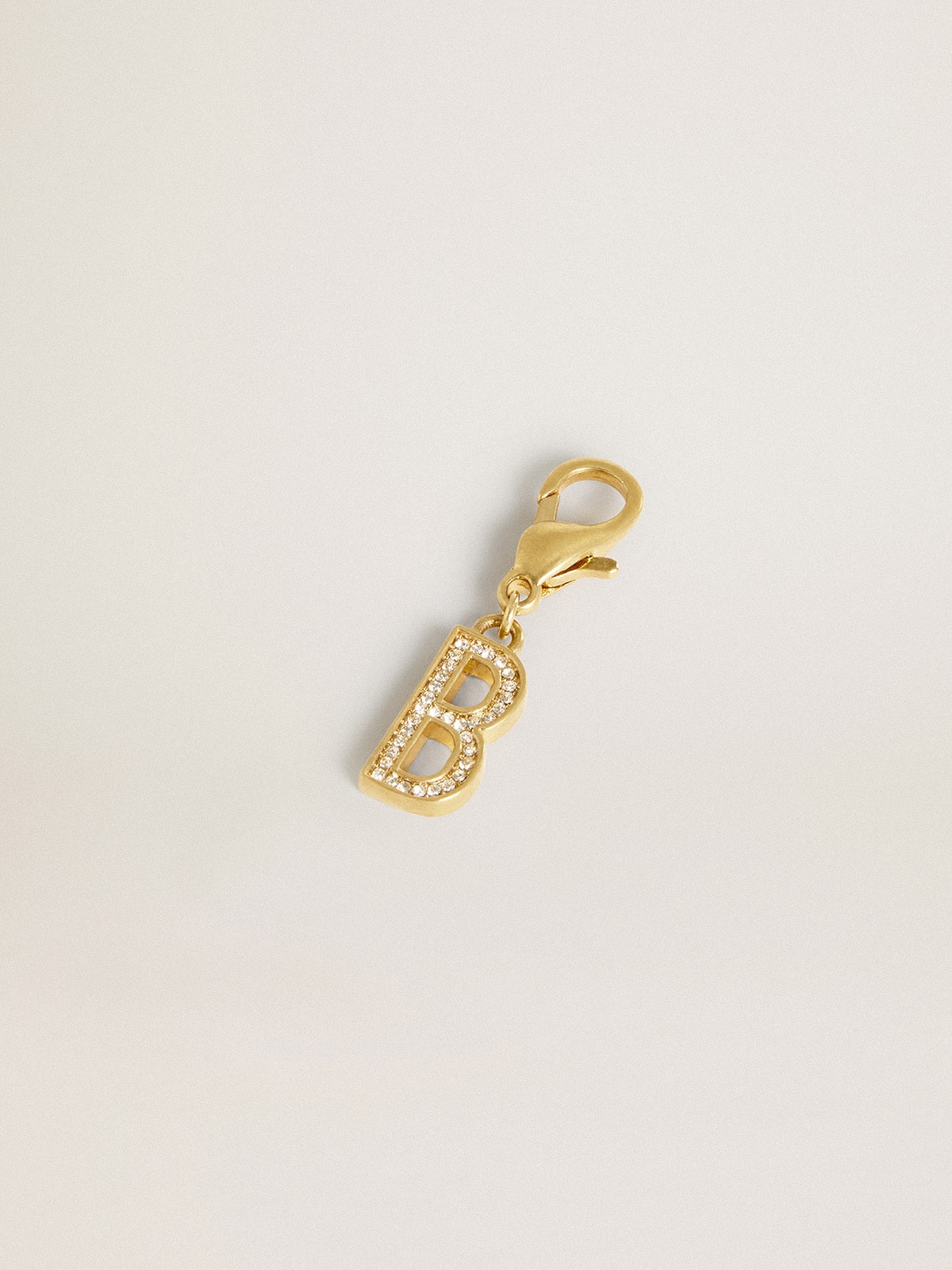 Golden Goose - Letter B charm in gold-colored brass with crystals in 