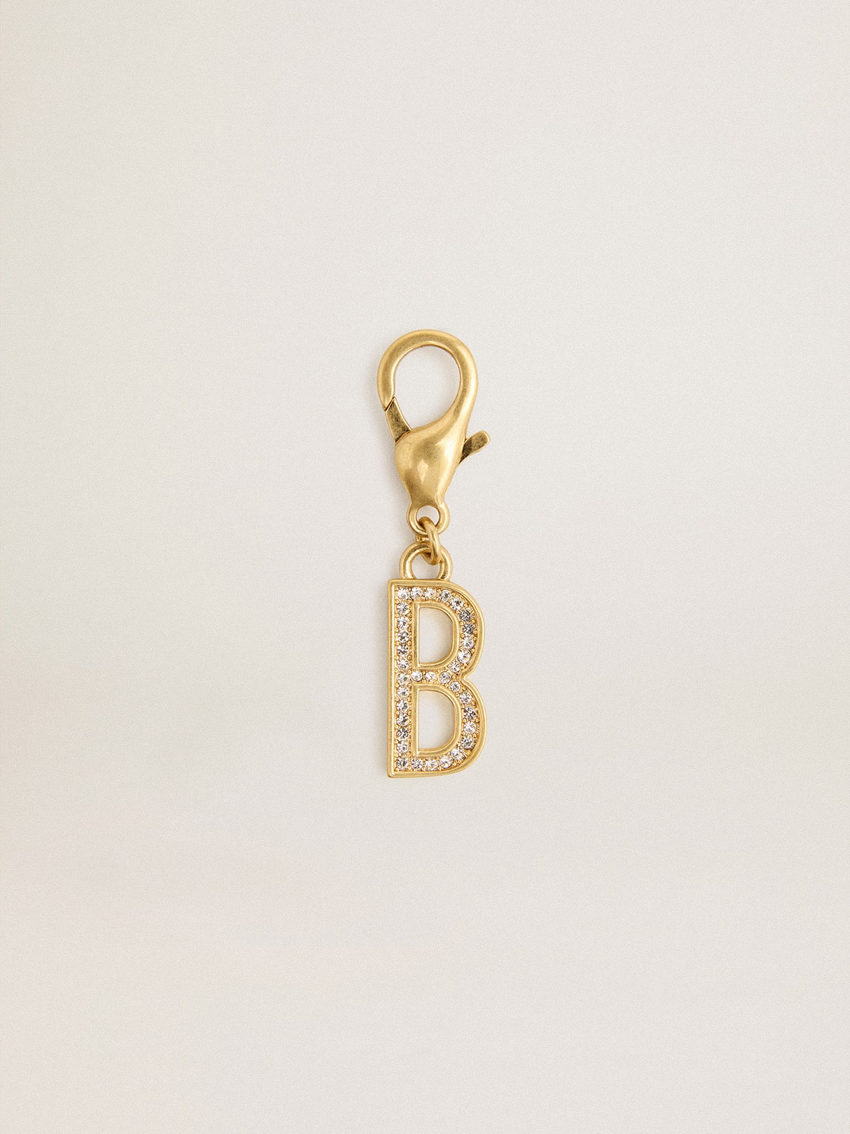 Golden Goose - Letter B charm in gold-colored brass with crystals in 