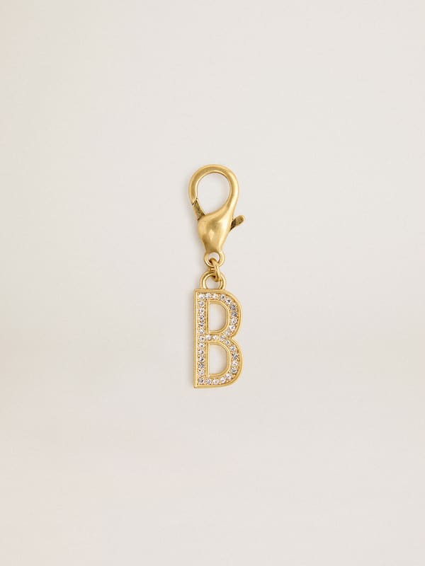 Golden Goose - Letter B charm in gold-colored brass with crystals in 