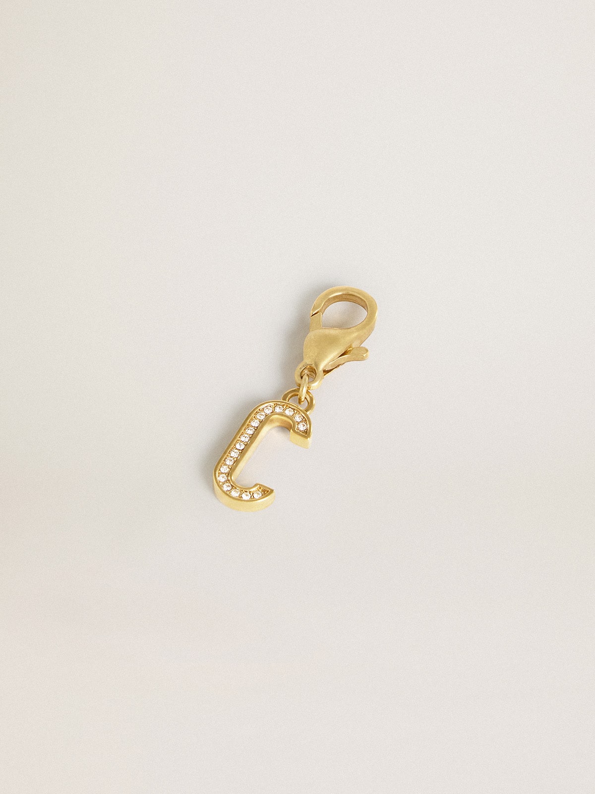 Golden Goose - Letter C charm in gold-colored brass with crystals in 