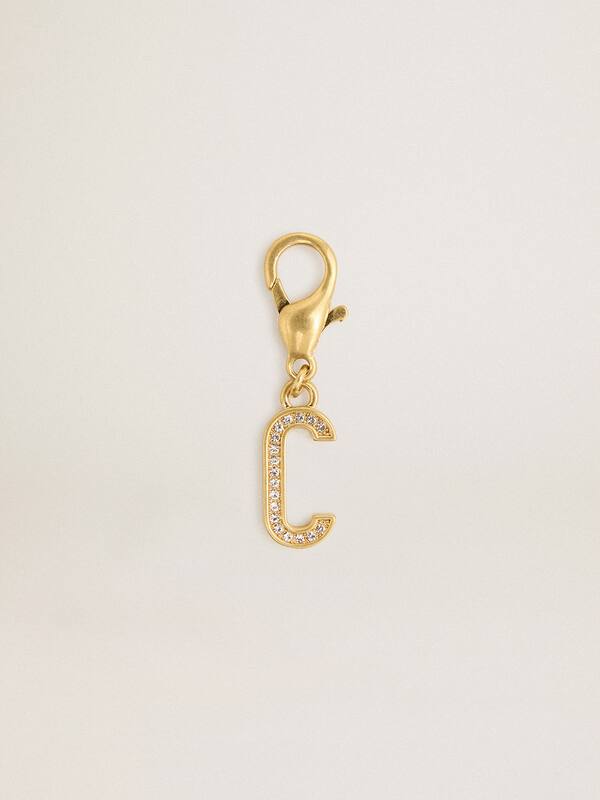 Golden Goose - Letter C charm in gold-colored brass with crystals in 