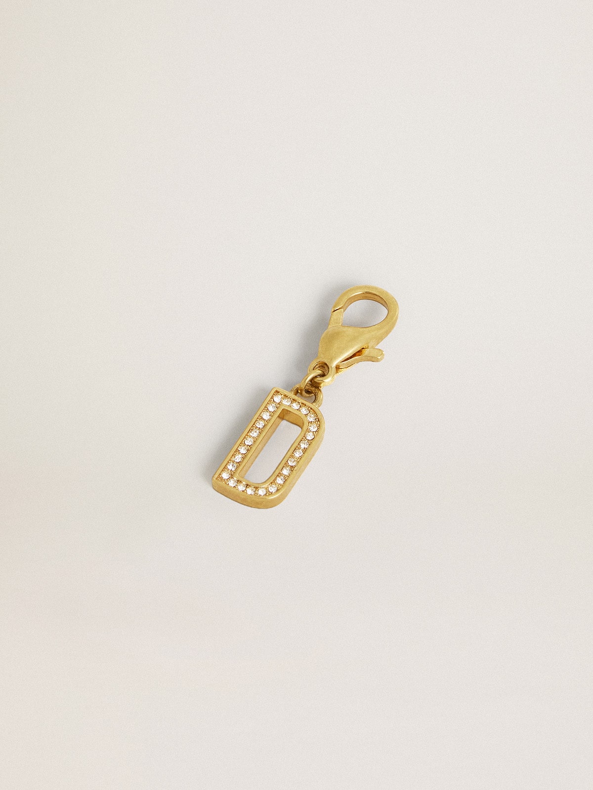 Golden Goose - Charm in ottone a forma di lettera D color oro con cristalli in 