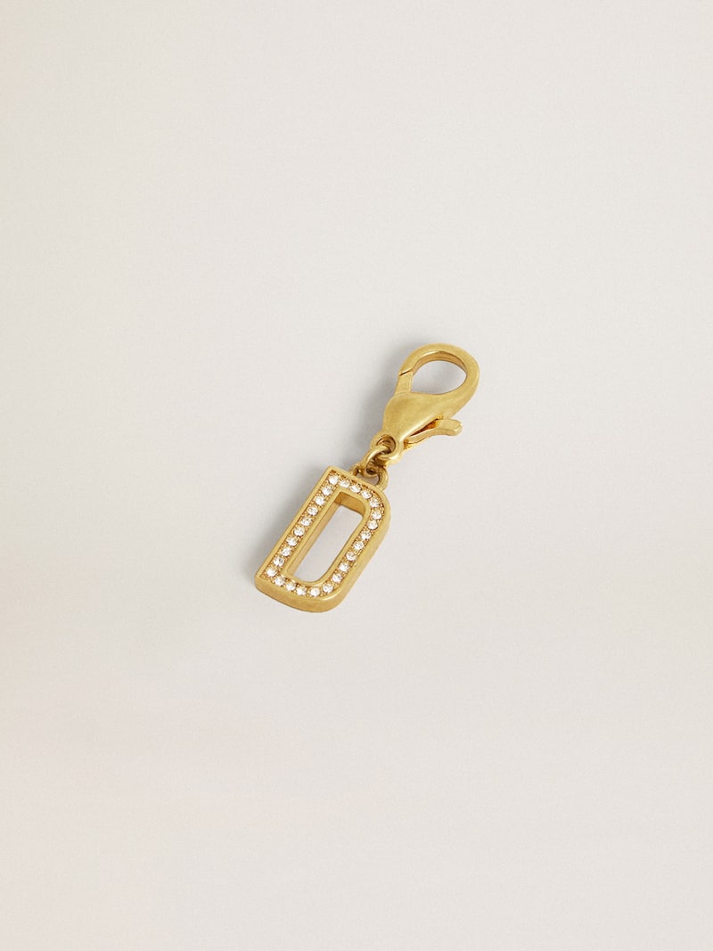Golden Goose - Charm in ottone a forma di lettera D color oro con cristalli in 