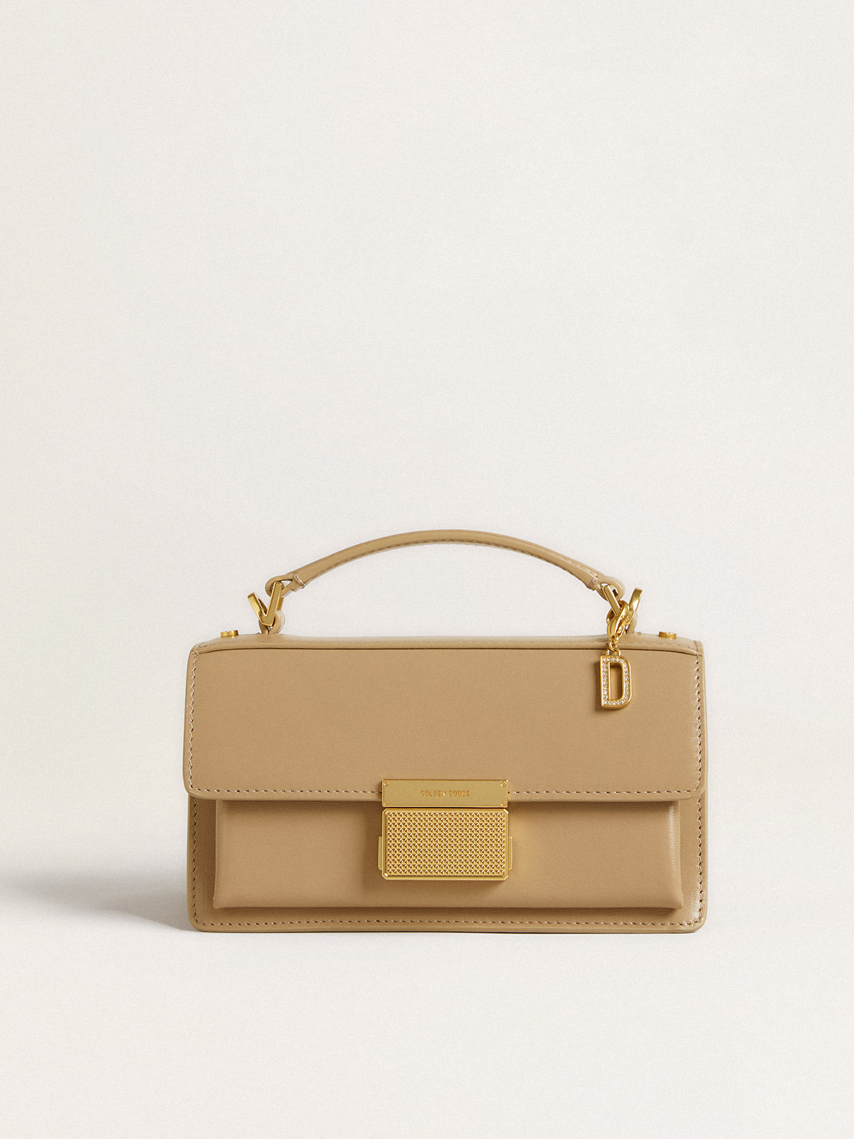 Golden Goose - Charm en laiton doré en forme de D avec cristaux in