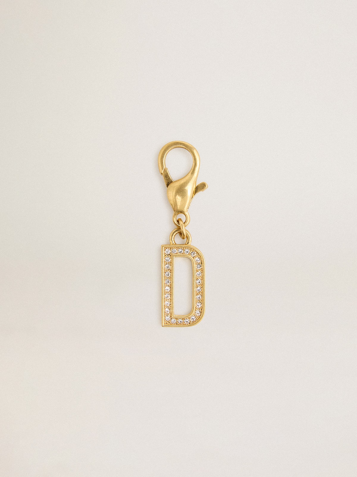 Golden Goose - Charm in ottone a forma di lettera D color oro con cristalli in 