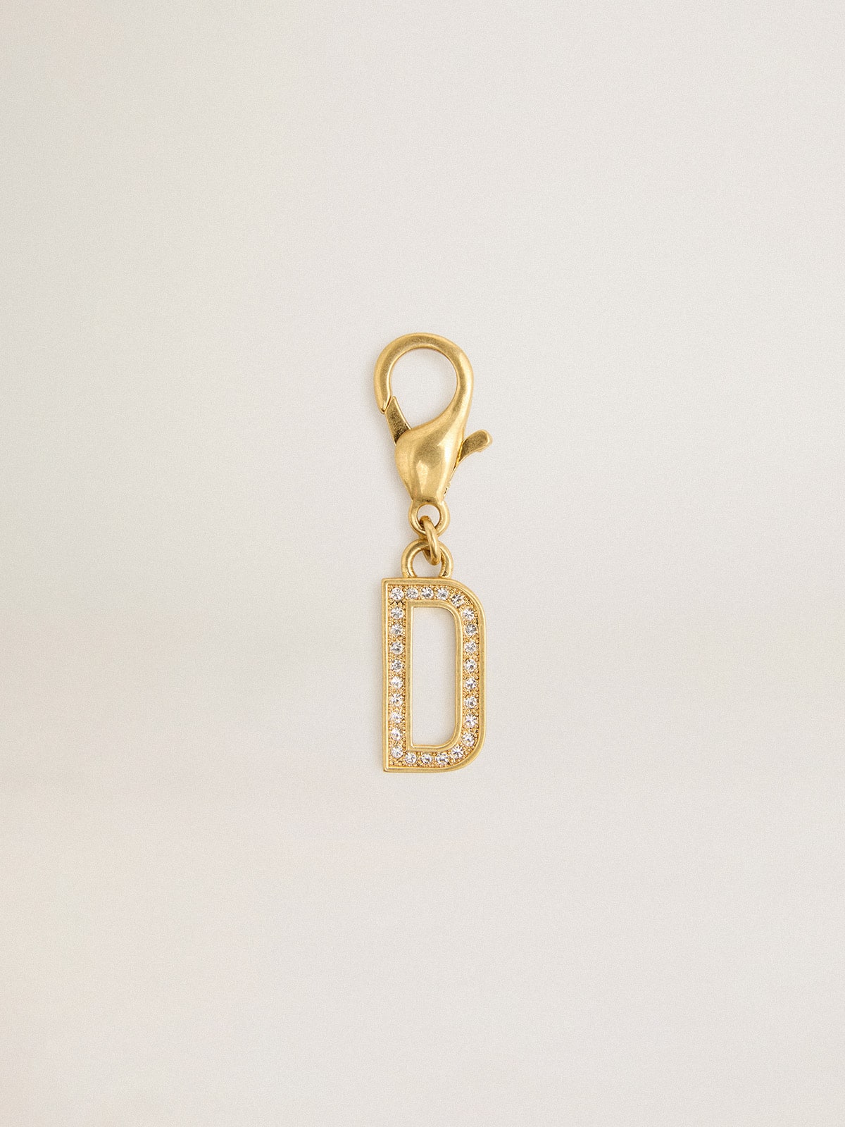 Golden Goose - Letter D charm in gold-colored brass with crystals in 