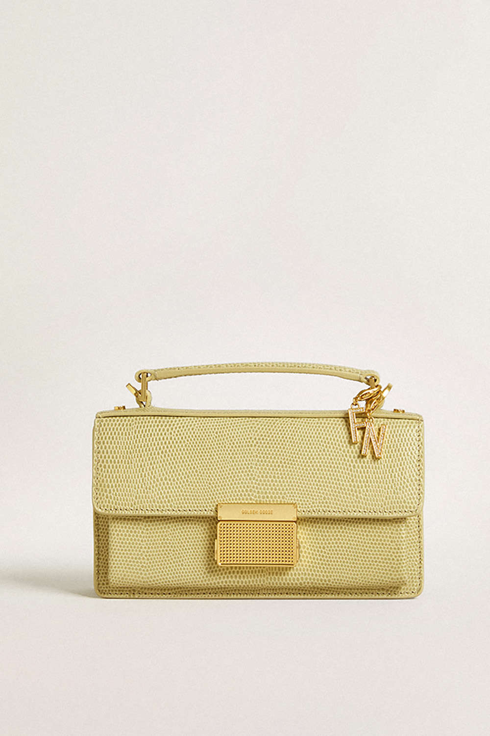 Golden Goose - Charm en laiton doré en forme de F avec cristaux in