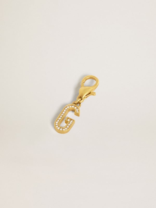 Golden Goose - Letter G charm in gold-colored brass with crystals in 