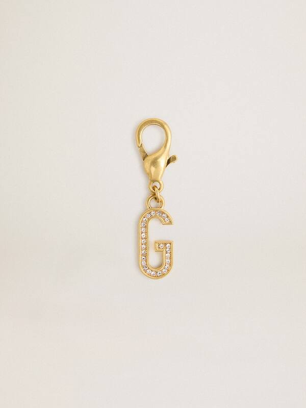 Golden Goose - Letter G charm in gold-colored brass with crystals in 