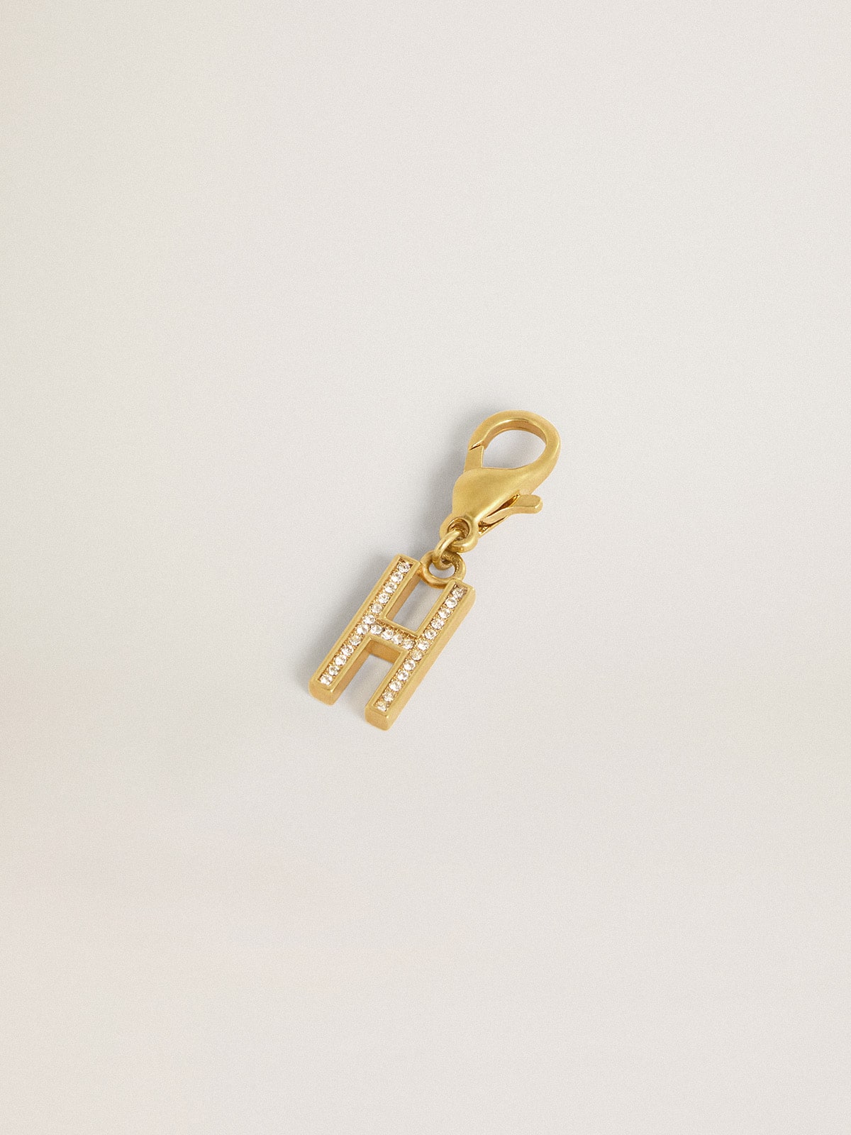 Golden Goose - Letter H charm in gold-colored brass with crystals in 