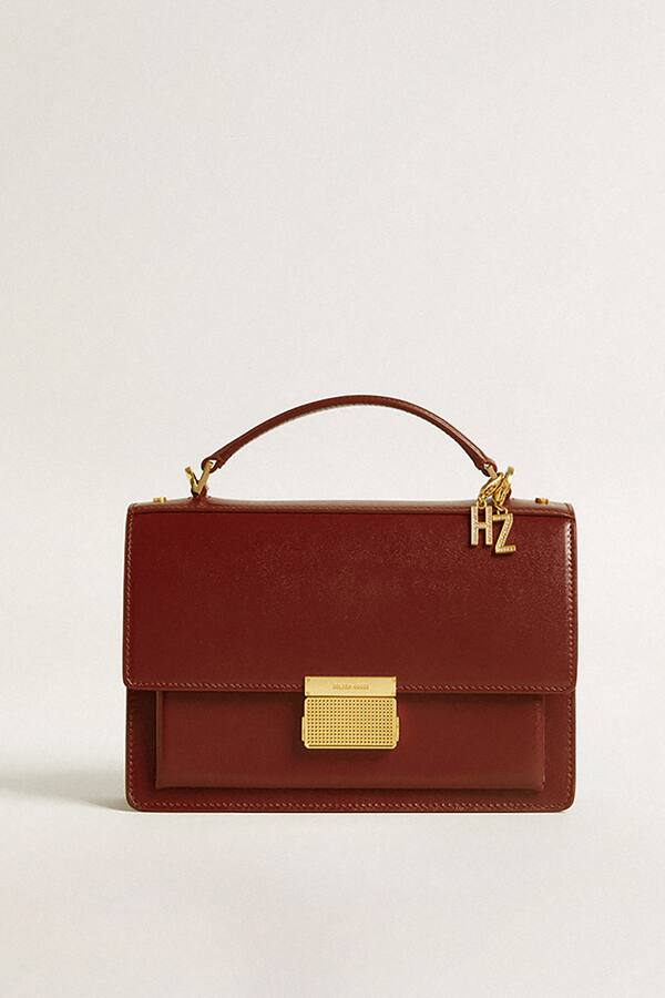 Golden Goose - Letter H charm in gold-colored brass with crystals in 