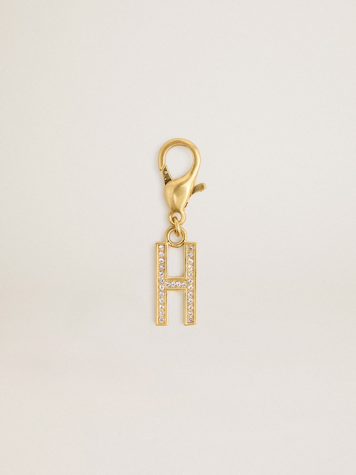 Golden Goose - Letter H charm in gold-colored brass with crystals in 