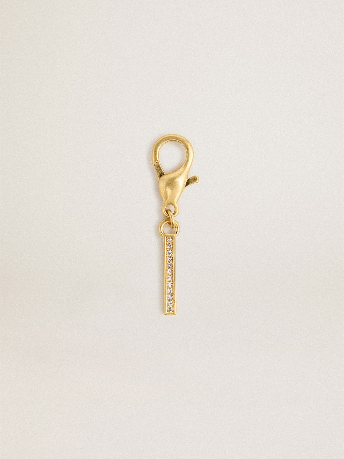 Golden Goose - Letter I charm in gold-colored brass with crystals in 