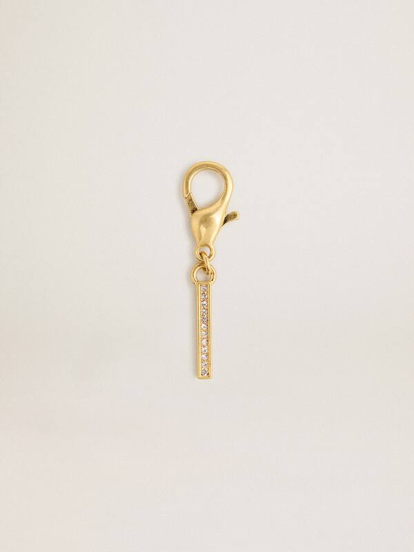 Golden Goose - Letter I charm in gold-colored brass with crystals in 