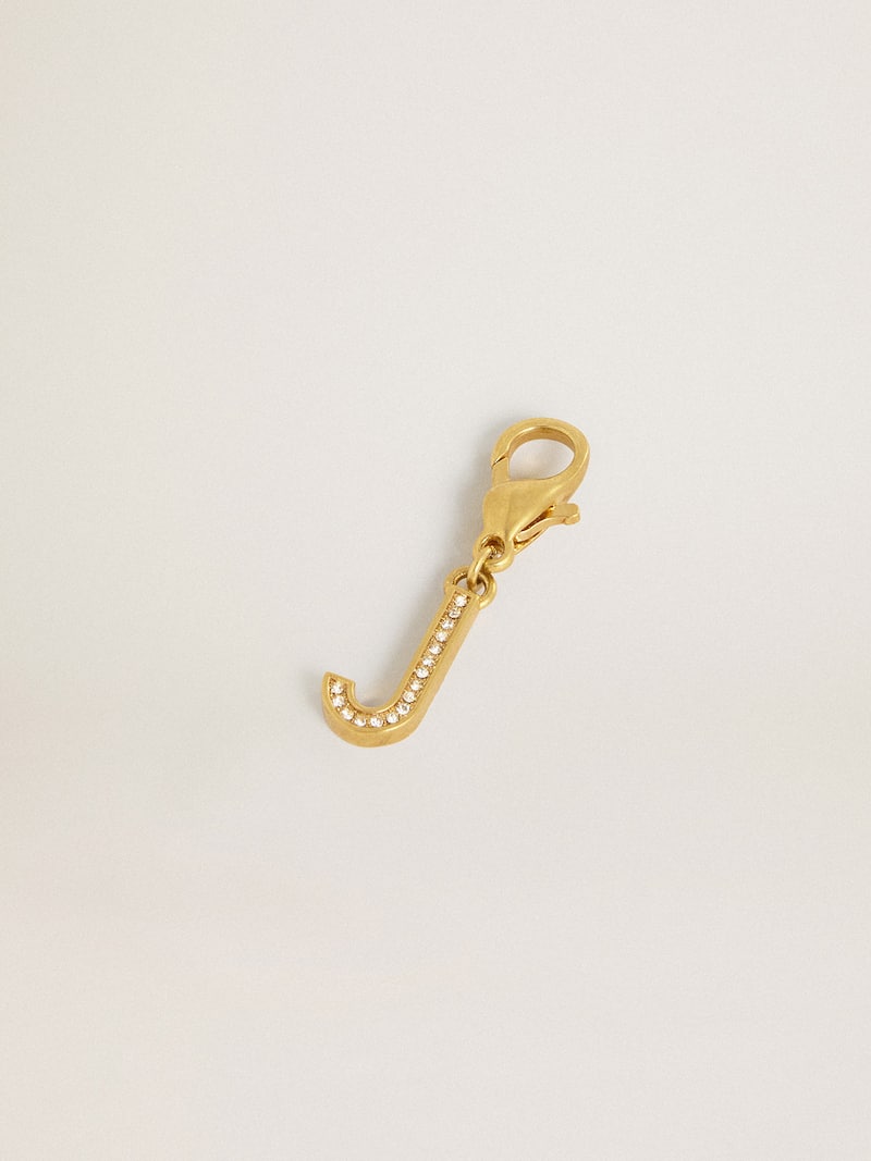 Golden Goose - Charm in ottone a forma di lettera J color oro con cristalli in 