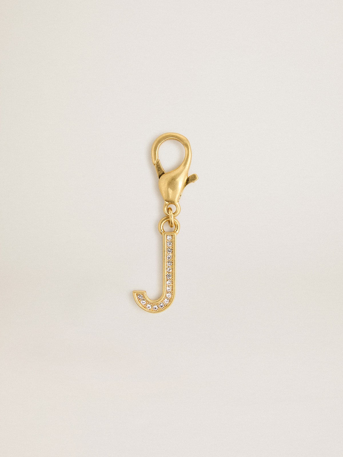 Golden Goose - Letter J charm in gold-colored brass with crystals in 