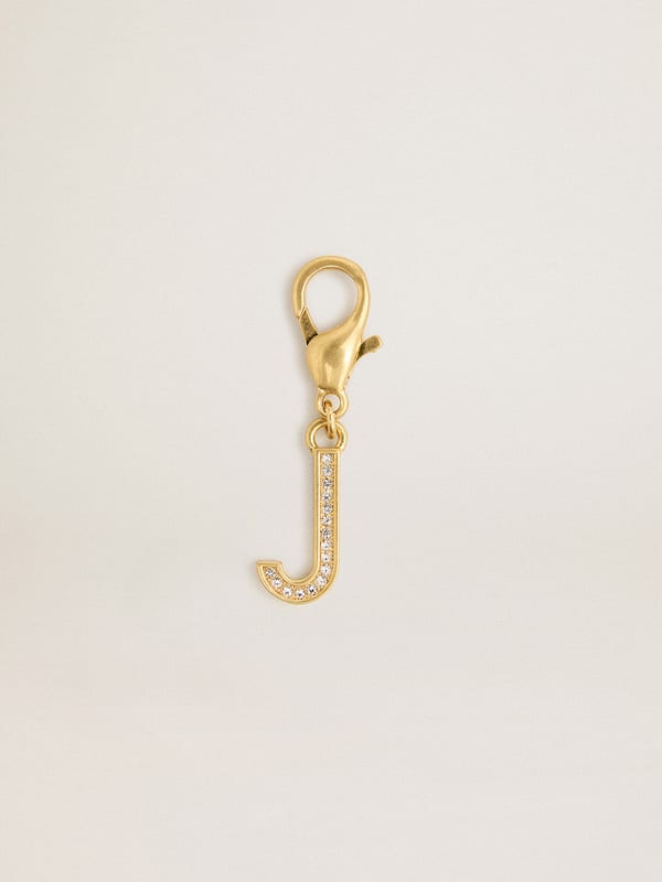 Golden Goose - Letter J charm in gold-colored brass with crystals in 