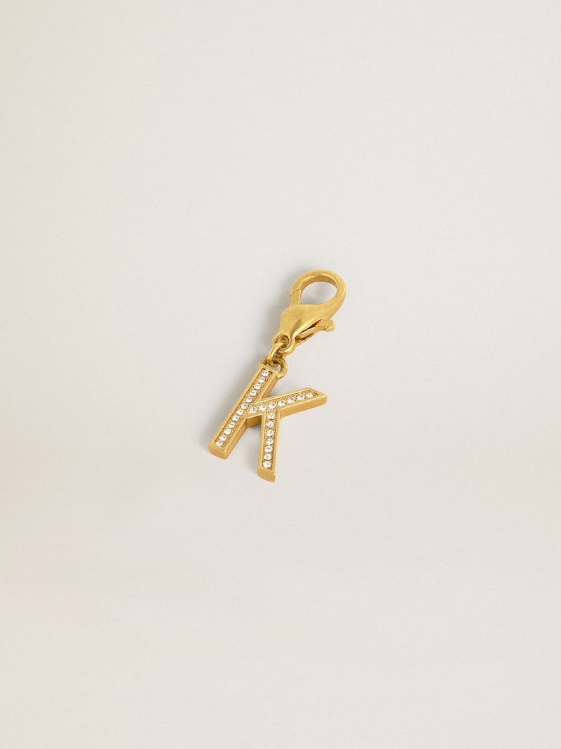 Golden Goose - Charm in ottone a forma di lettera K color oro con cristalli in 