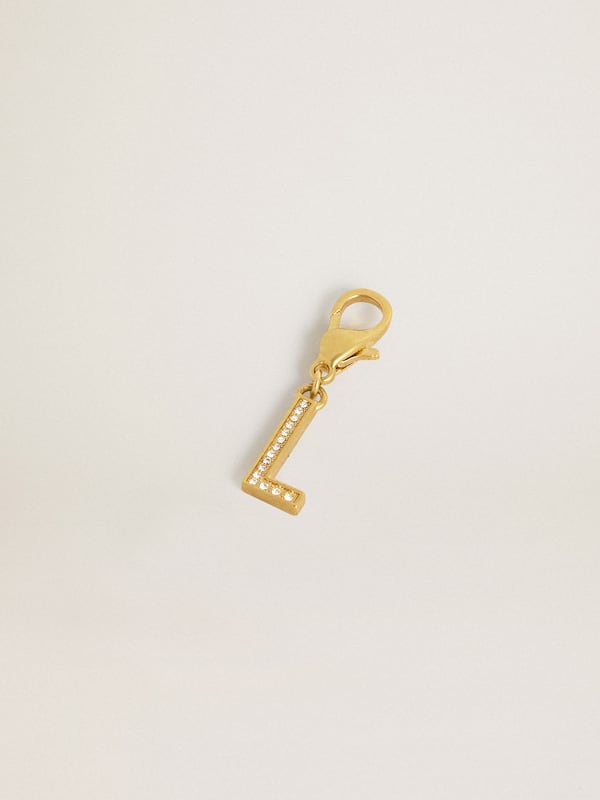 Golden Goose - Letter L charm in gold-colored brass with crystals in 