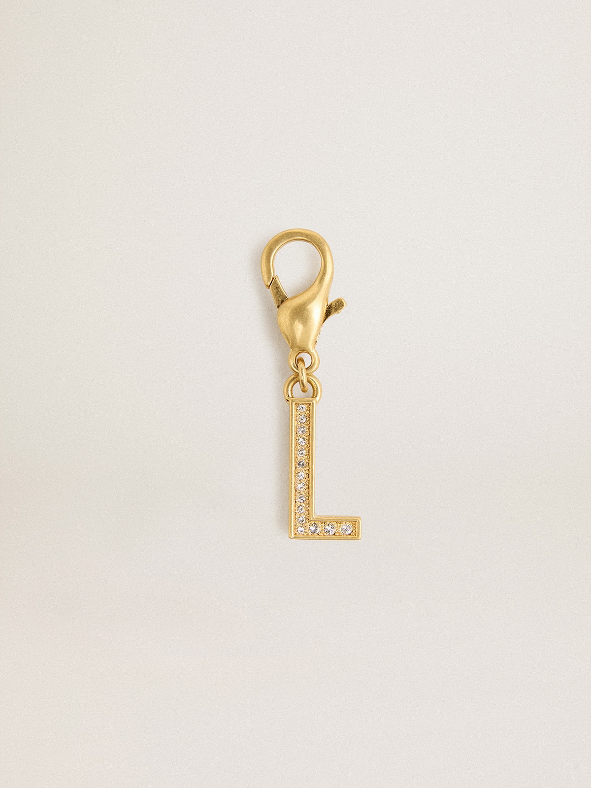 Golden Goose - Letter L charm in gold-colored brass with crystals in 