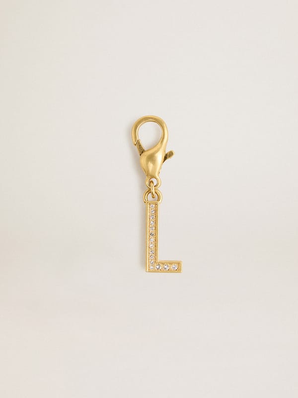 Golden Goose - Letter L charm in gold-colored brass with crystals in 