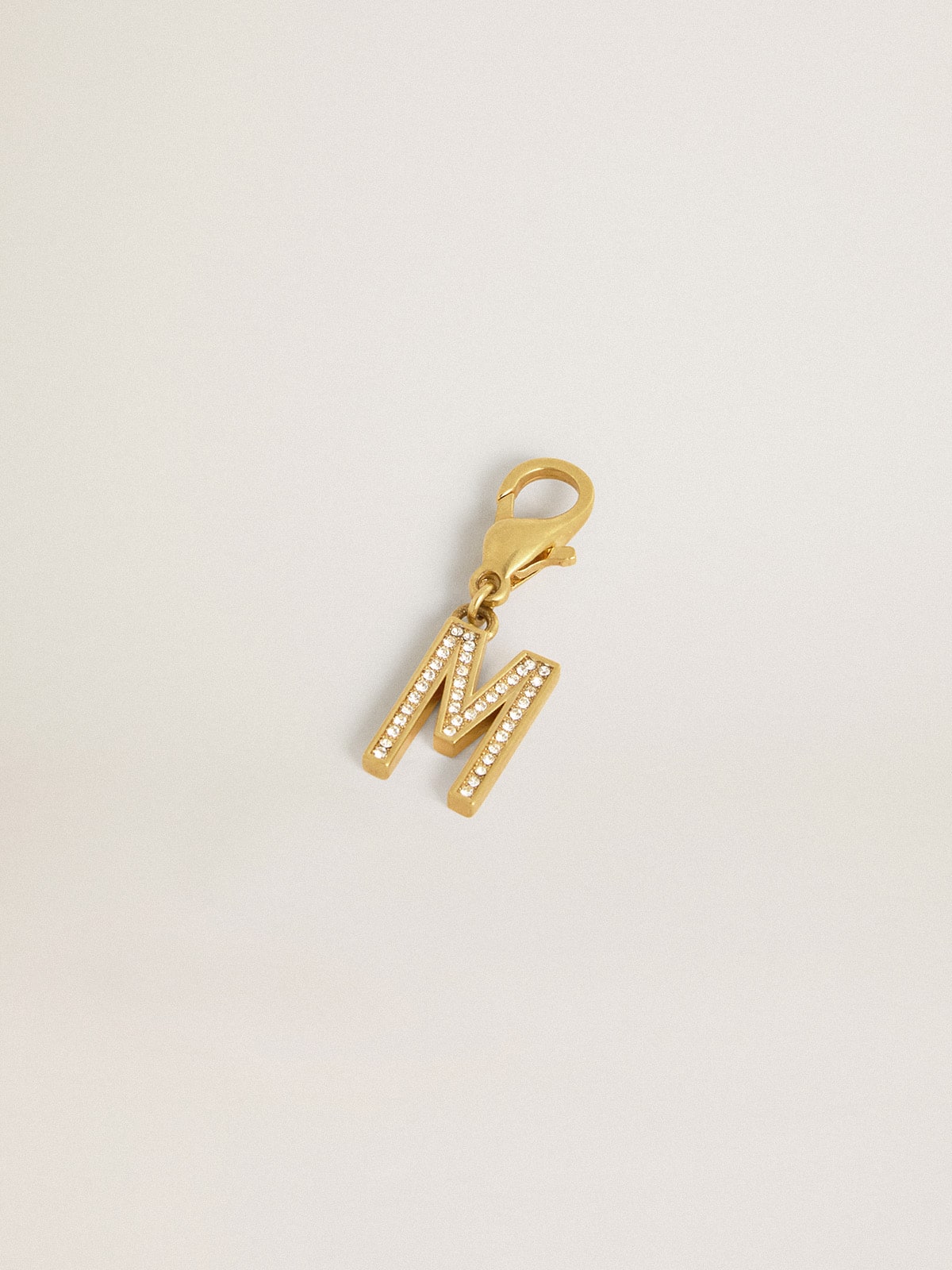 Golden Goose - Letter M charm in gold-colored brass with crystals in 