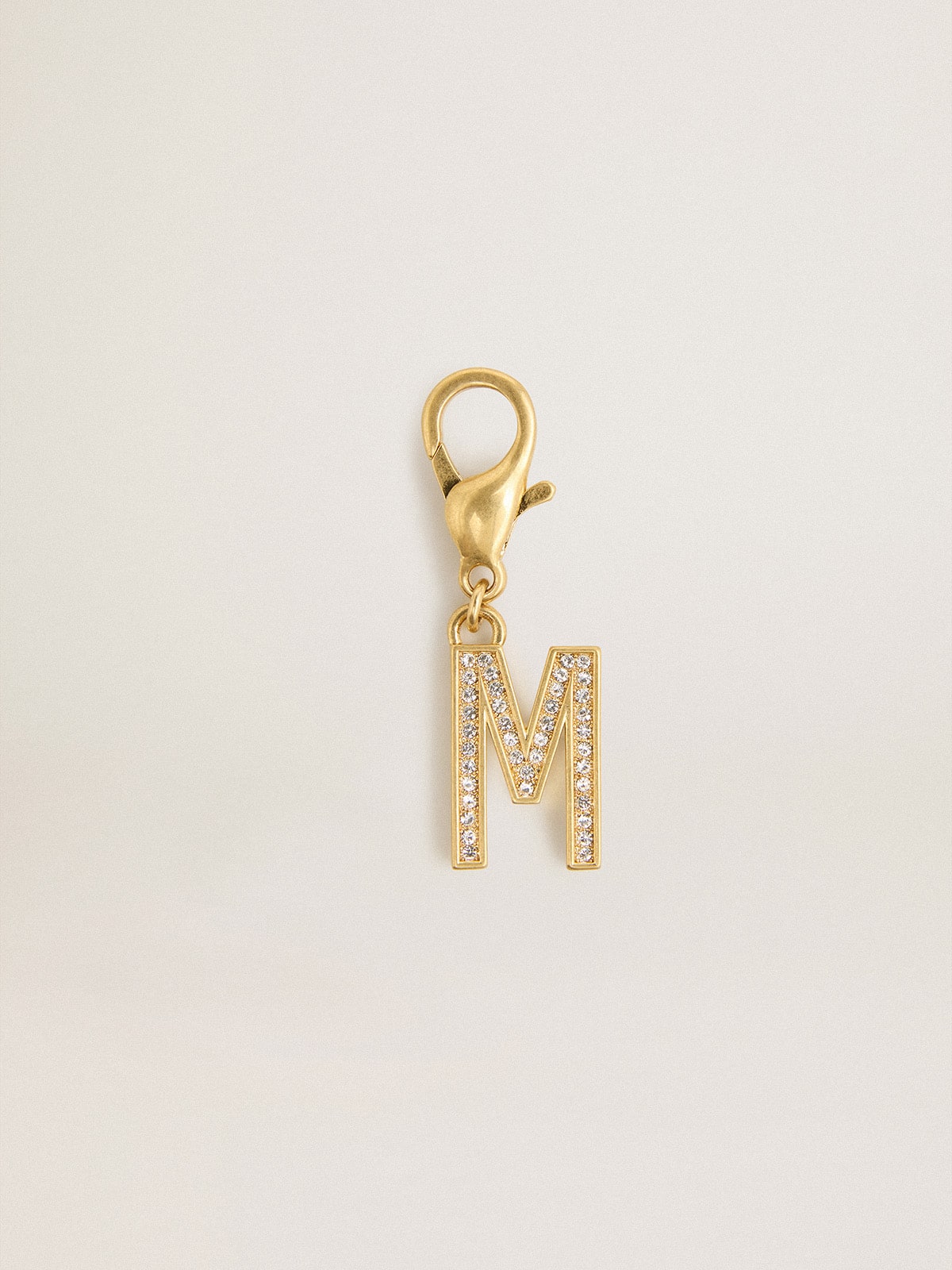 Golden Goose - Letter M charm in gold-colored brass with crystals in 