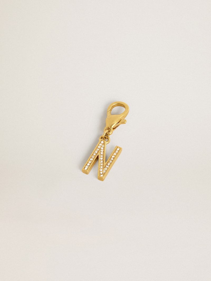 Golden Goose - Charm in ottone a forma di lettera N color oro con cristalli in 