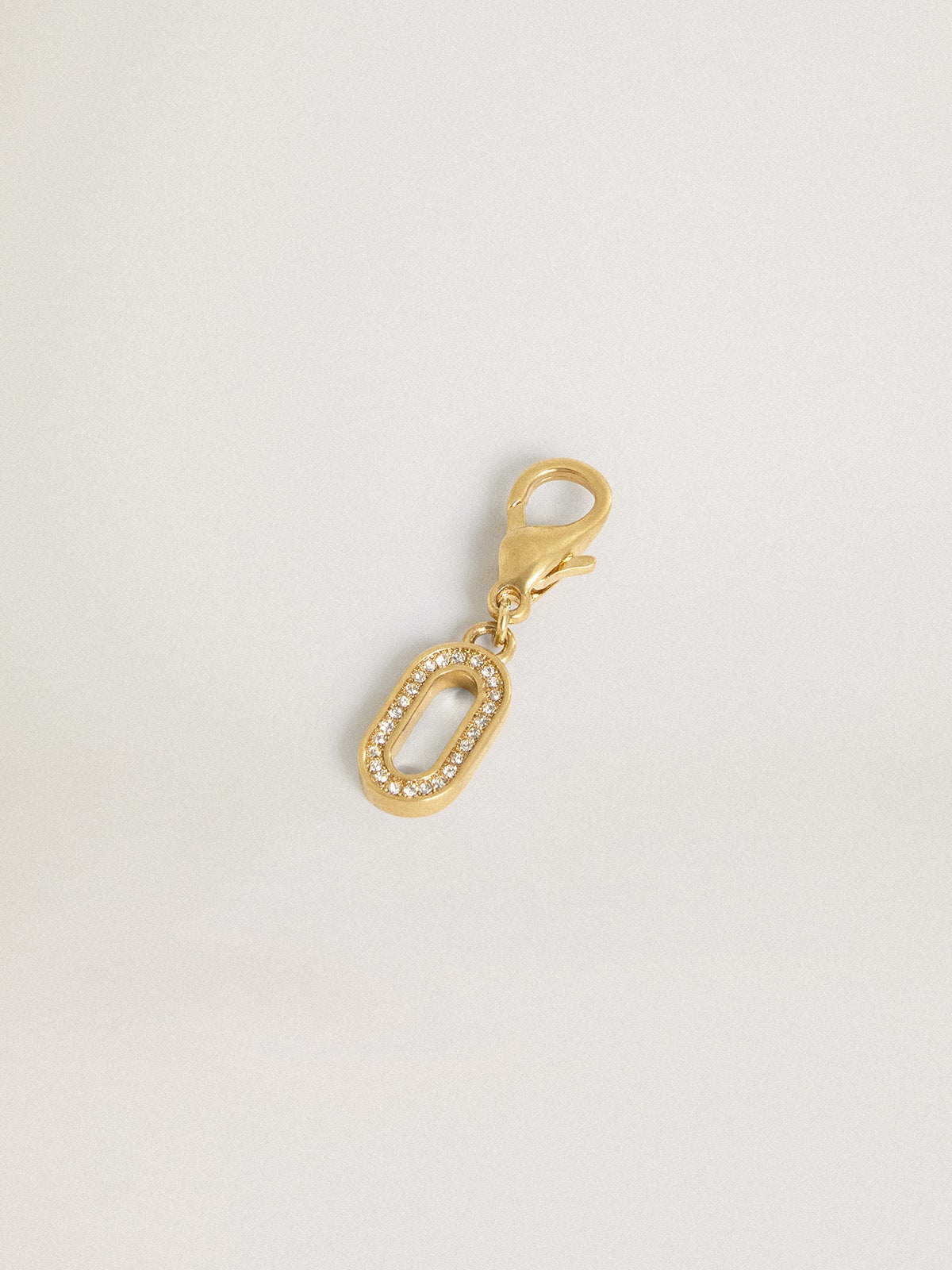 Golden Goose - Letter O charm in gold-colored brass with crystals in 