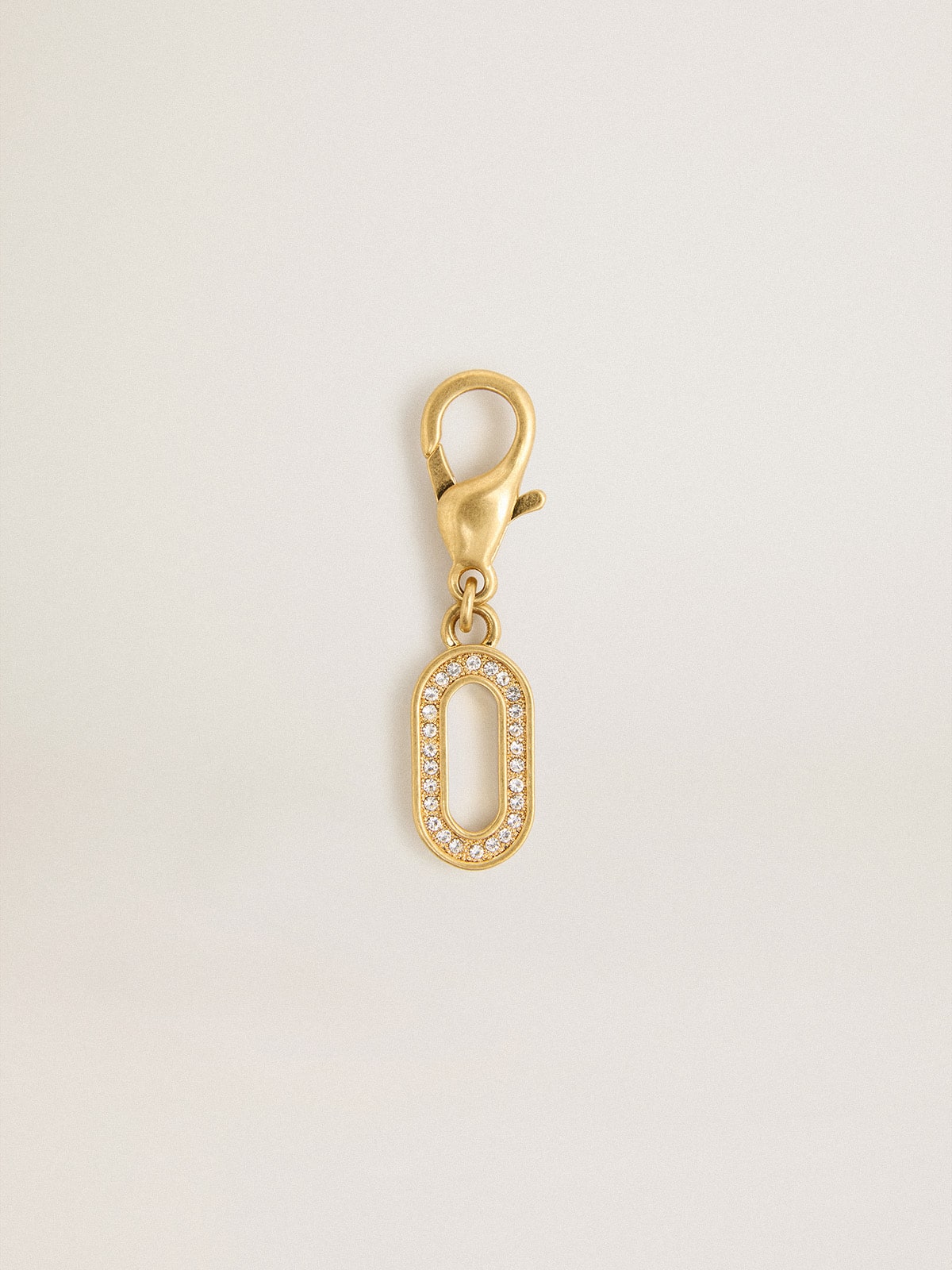 Golden Goose - Letter O charm in gold-colored brass with crystals in 