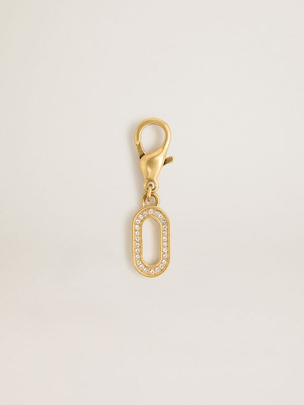 Golden Goose - Letter O charm in gold-colored brass with crystals in 