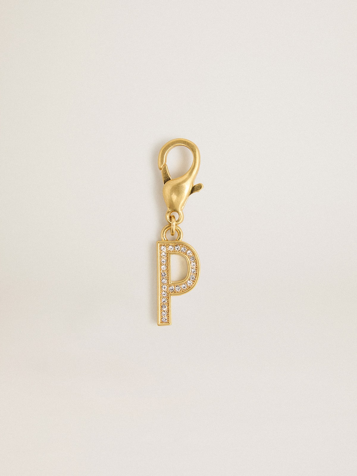 Golden Goose - Letter P charm in gold-colored brass with crystals in 