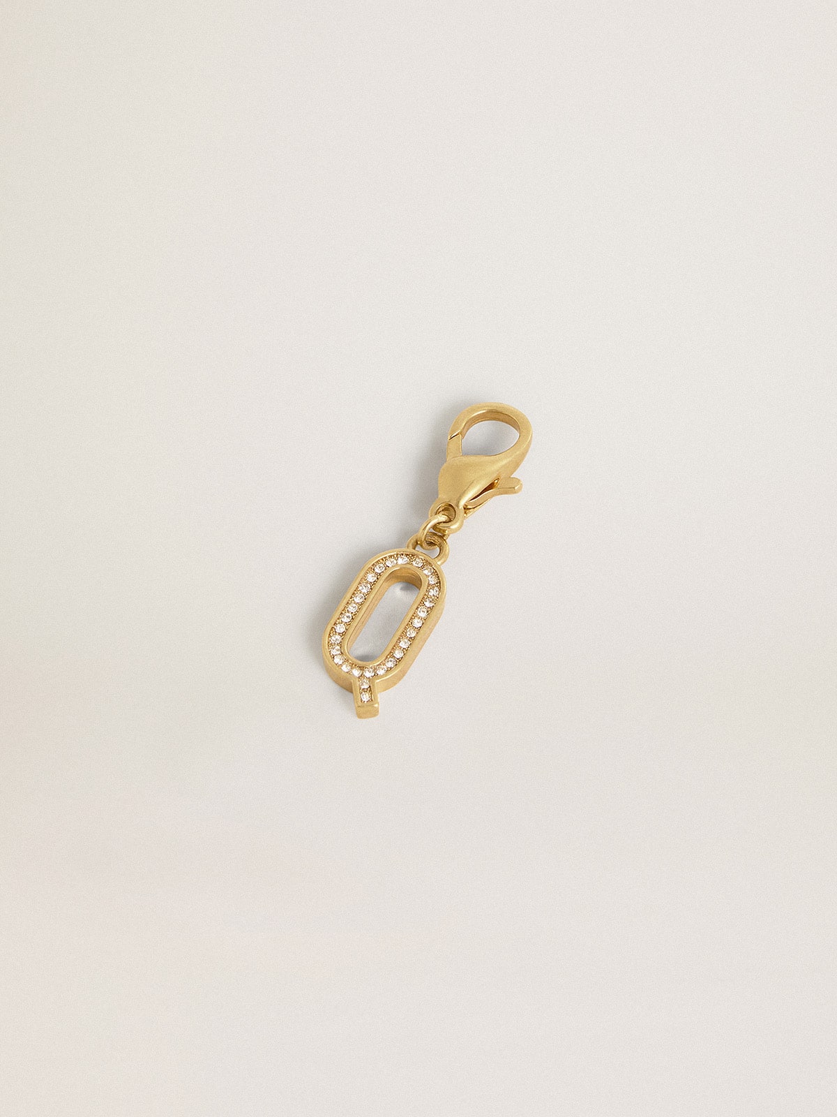 Golden Goose - Letter Q charm in gold-colored brass with crystals in 