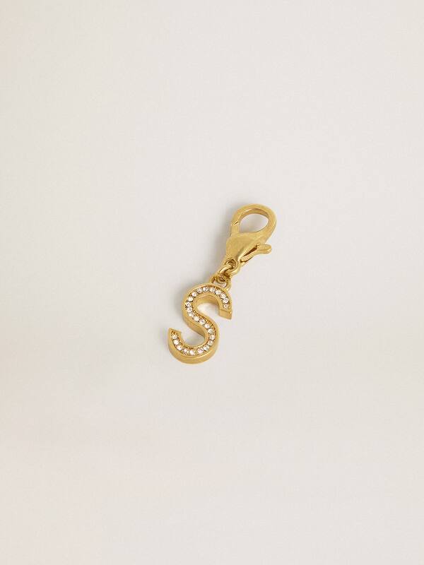 Golden Goose - Letter S charm in gold-colored brass with crystals in 