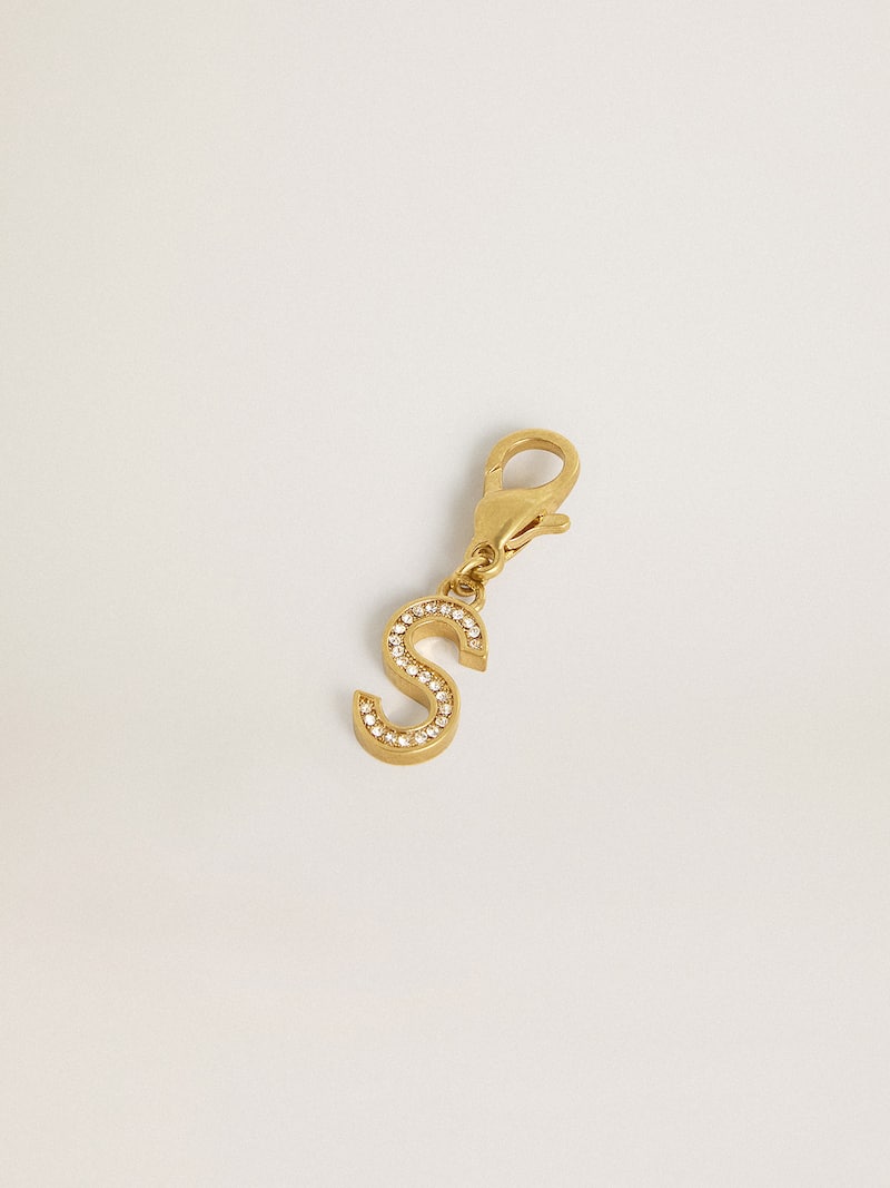 Golden Goose - Charm in ottone a forma di lettera S color oro con cristalli in 