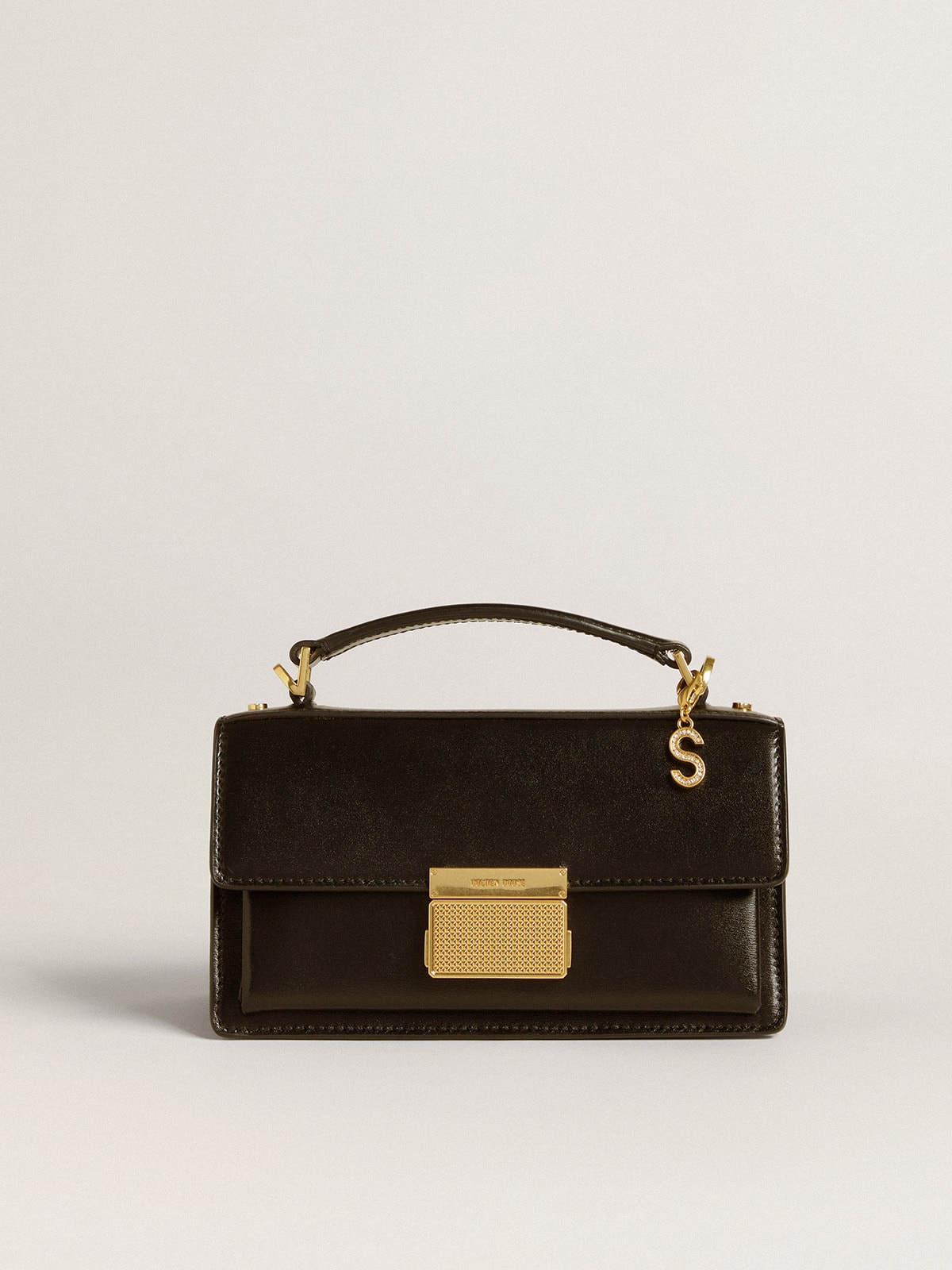 Golden Goose - Charm aus goldfarbenem Messing in Form des Buchstabens S mit Glassteinchen in 