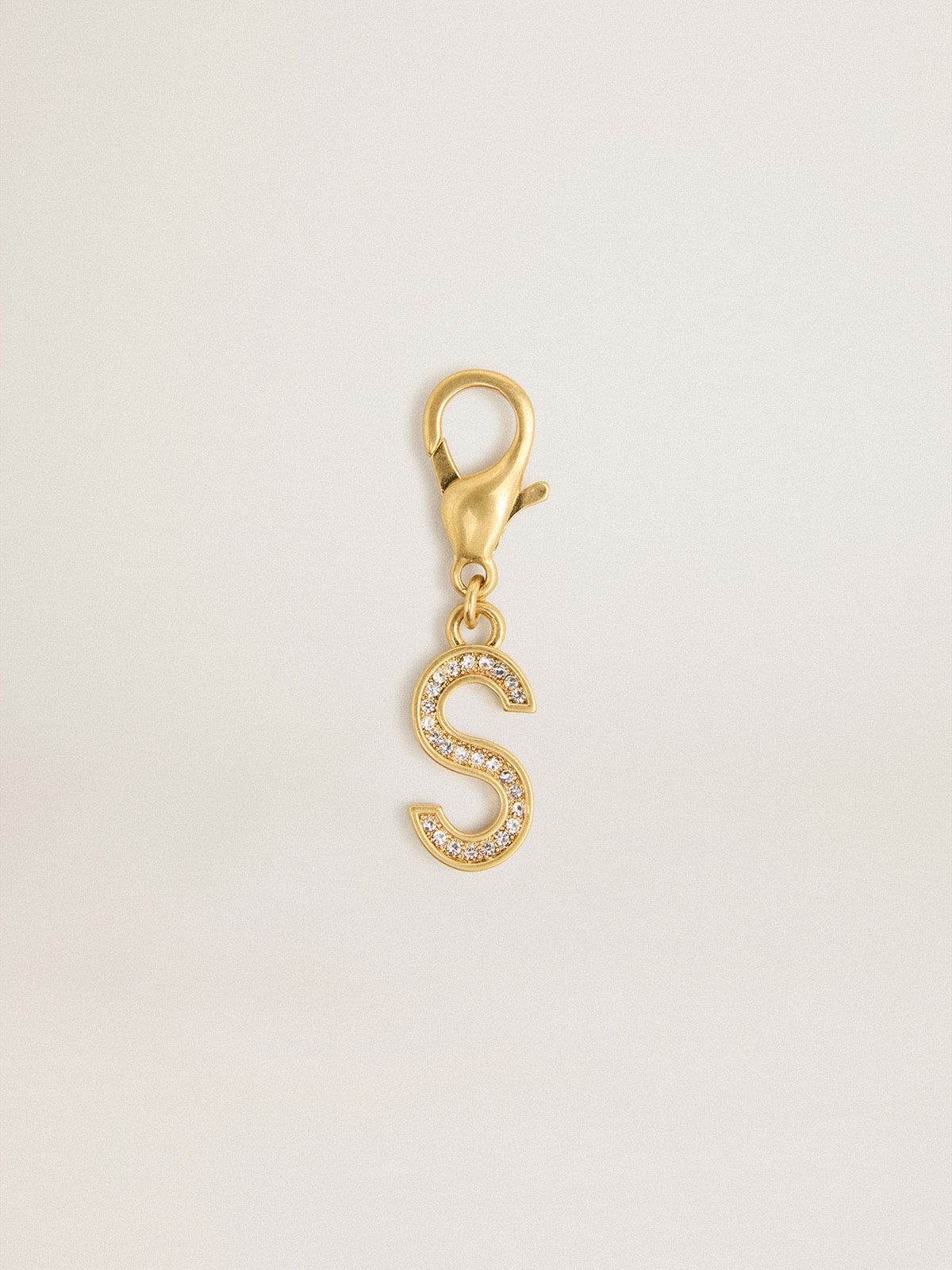 Golden Goose - Letter S charm in gold-colored brass with crystals in 