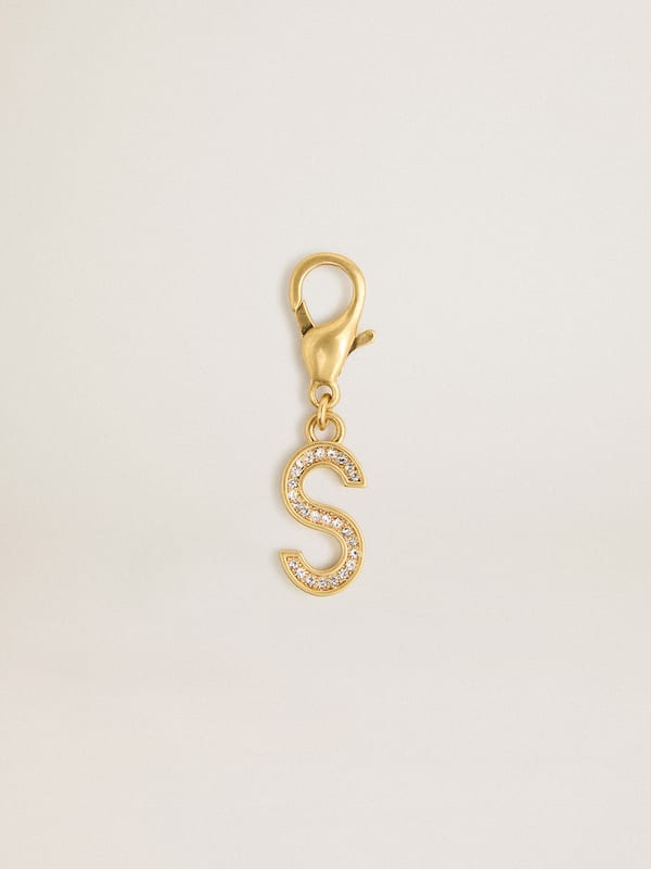 Golden Goose - Letter S charm in gold-colored brass with crystals in 