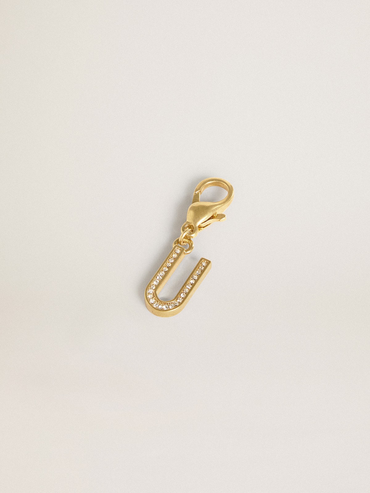 Golden Goose - Letter U charm in gold-colored brass with crystals in 