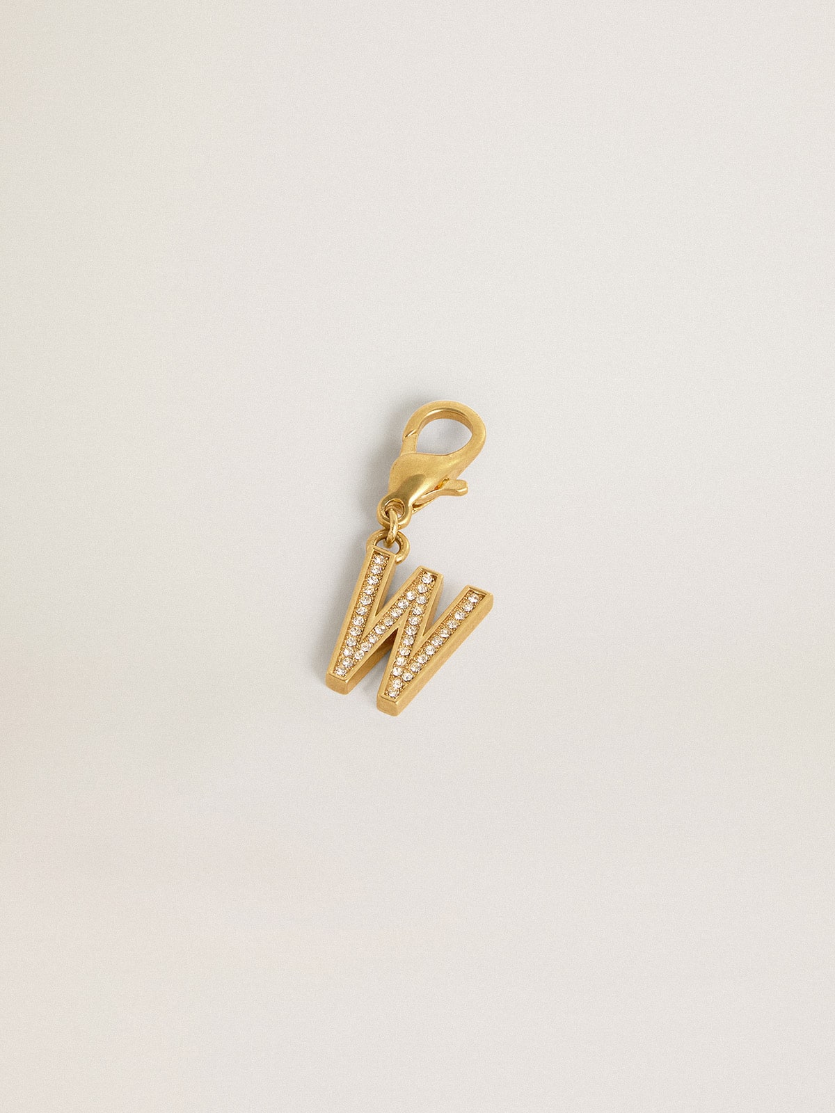 Golden Goose - Letter W charm in gold-colored brass with crystals in 