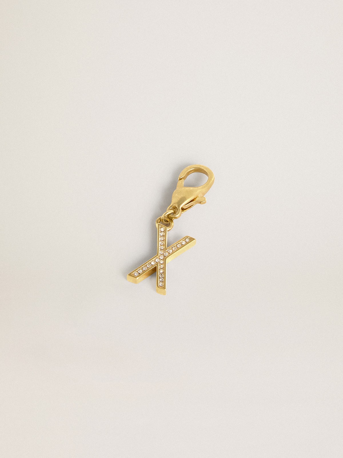 Golden Goose - Letter X charm in gold-colored brass with crystals in 