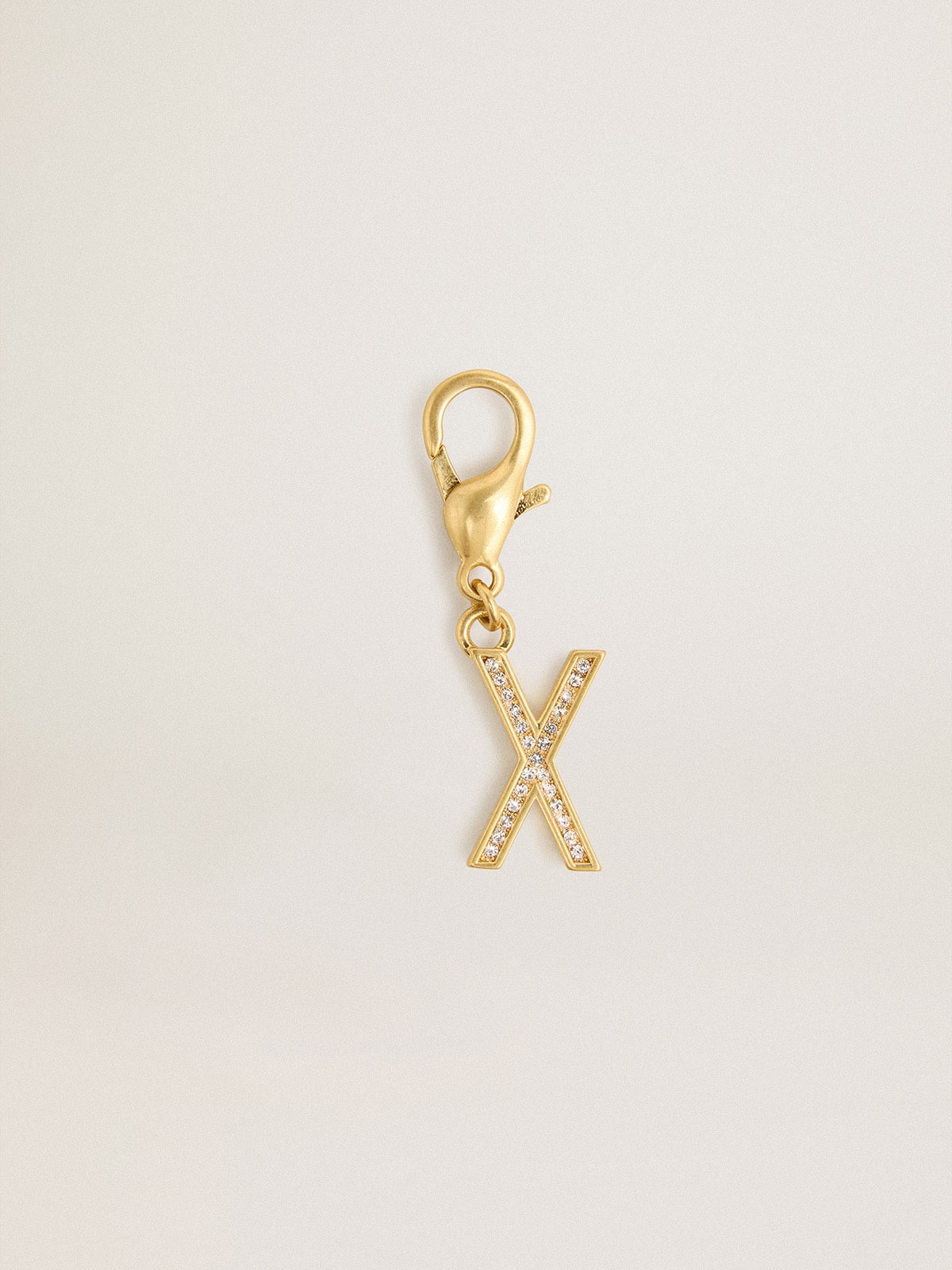 Golden Goose - Letter X charm in gold-colored brass with crystals in 