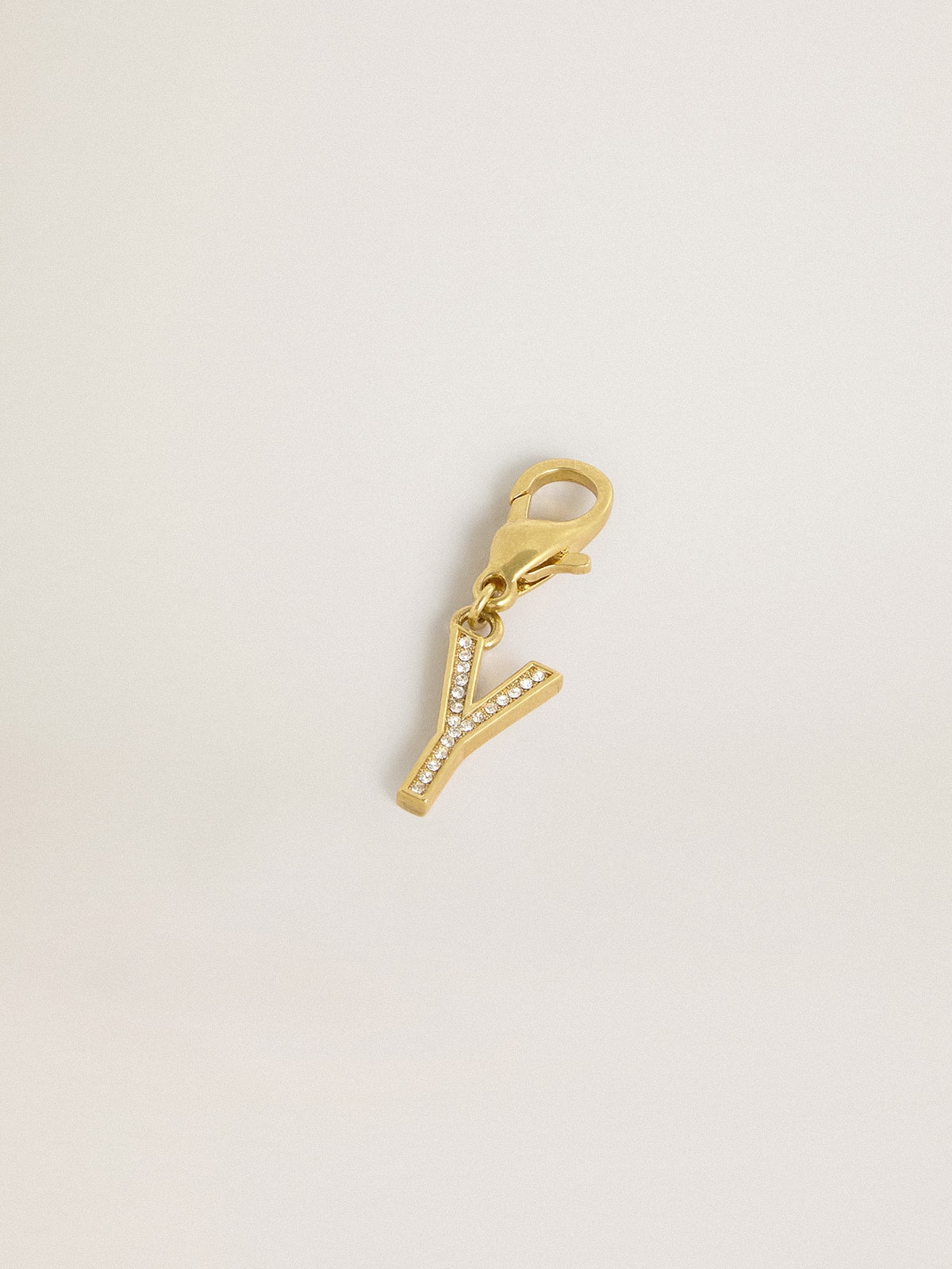 Golden Goose - Letter Y charm in gold-colored brass with crystals in 