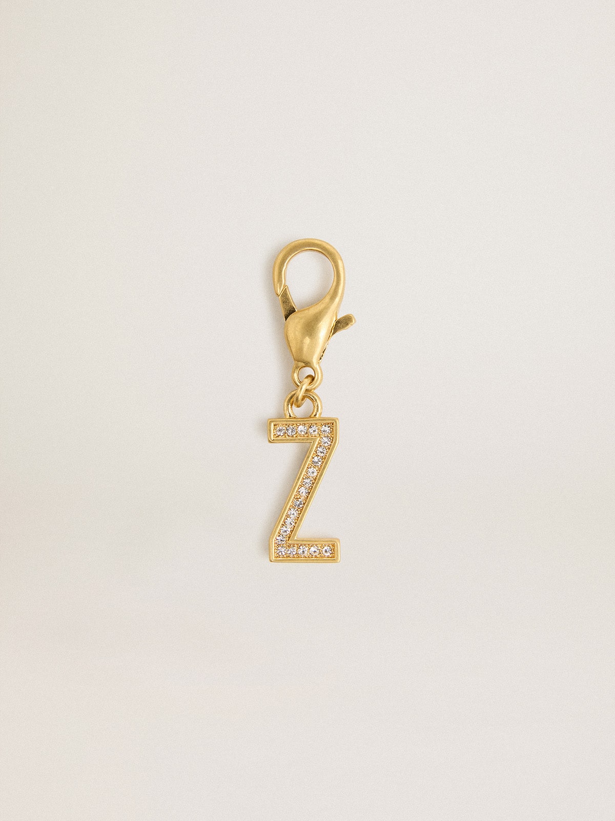 Golden Goose - Charm aus goldfarbenem Messing in Form des Buchstabens Z mit Glassteinchen in 