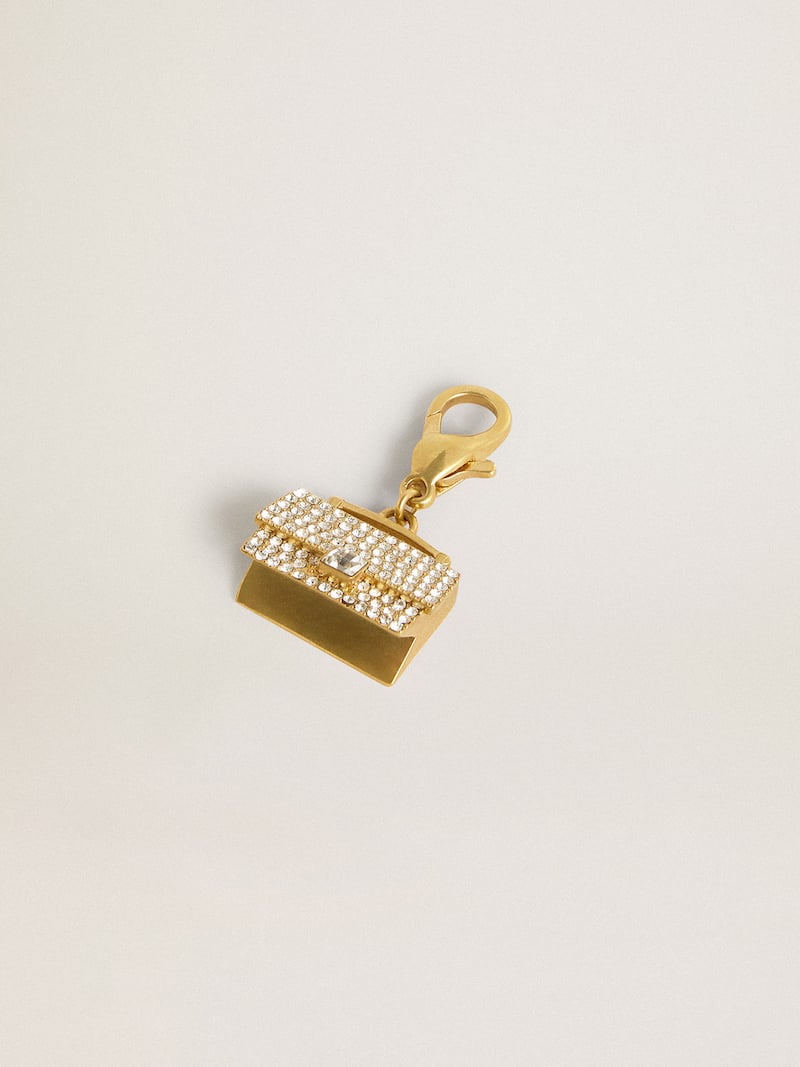 Golden Goose - Charm in ottone a forma di borsetta color oro con cristalli in 