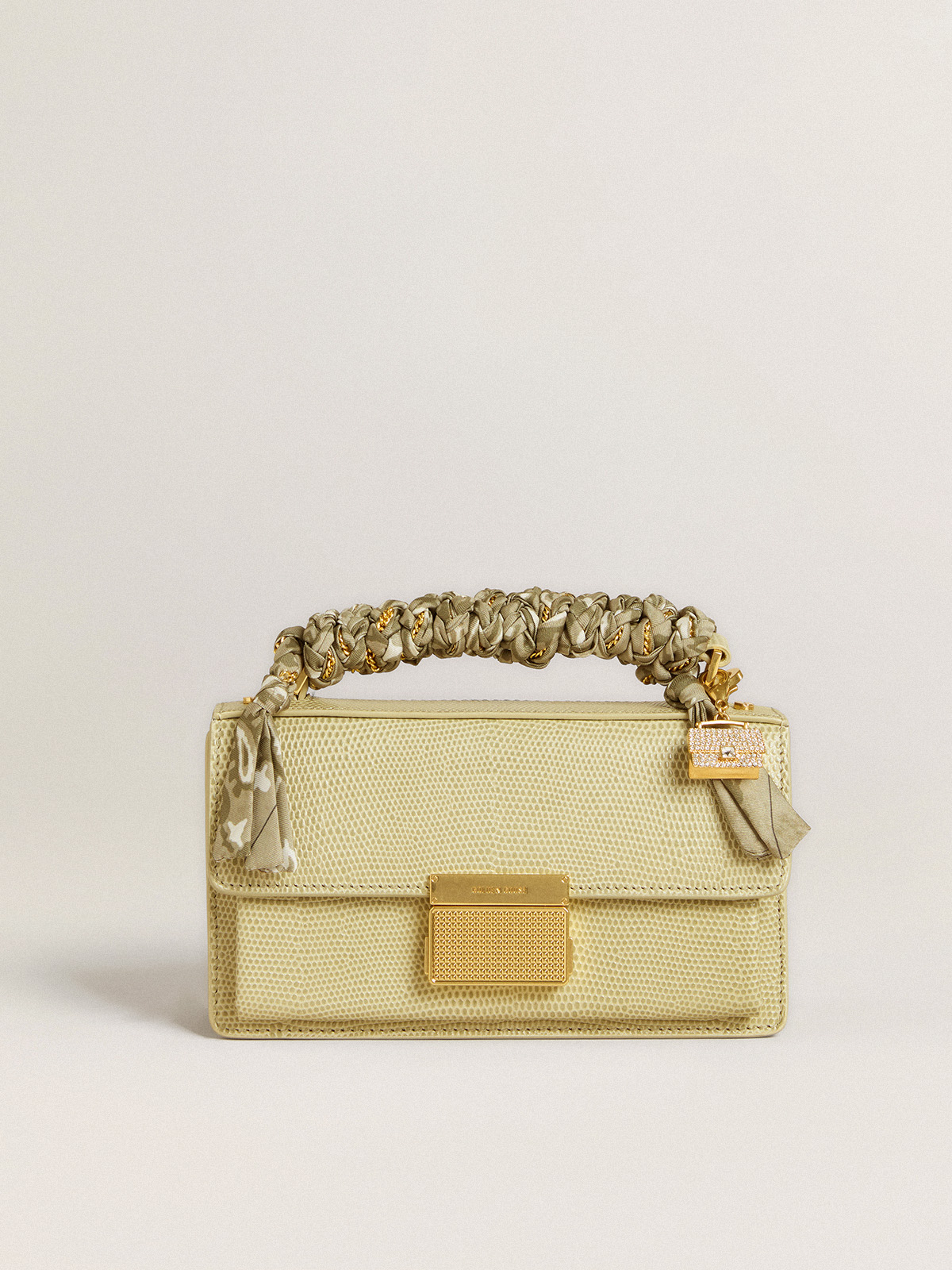 Golden Goose - Purse-shaped charm in gold-colored brass with crystals in