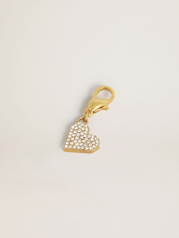 Golden Goose - Heart-shaped charm in gold-colored brass with crystals in 